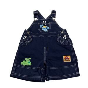 Blues Clues Vintage Boys Toddler 24M Embroidered Denim Overalls Green Puppy